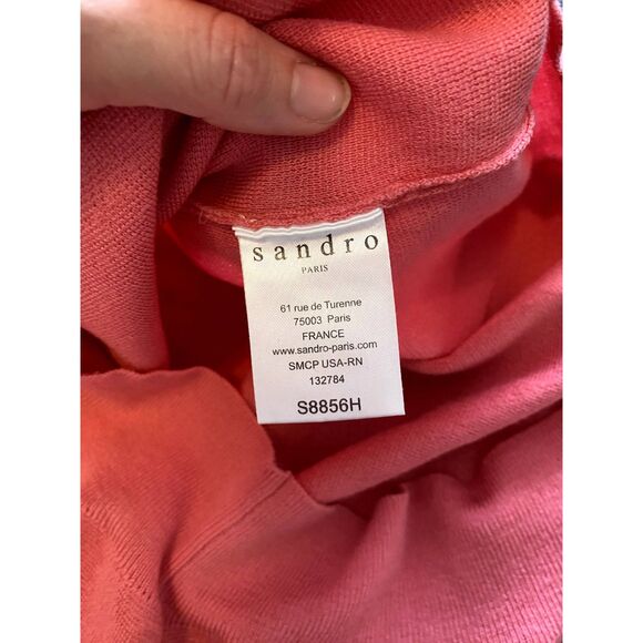 Sandro Paris Merino Wool Barbie-Core Pink Sweater, Size Large*, MSRP $340 - Picture 4 of 8